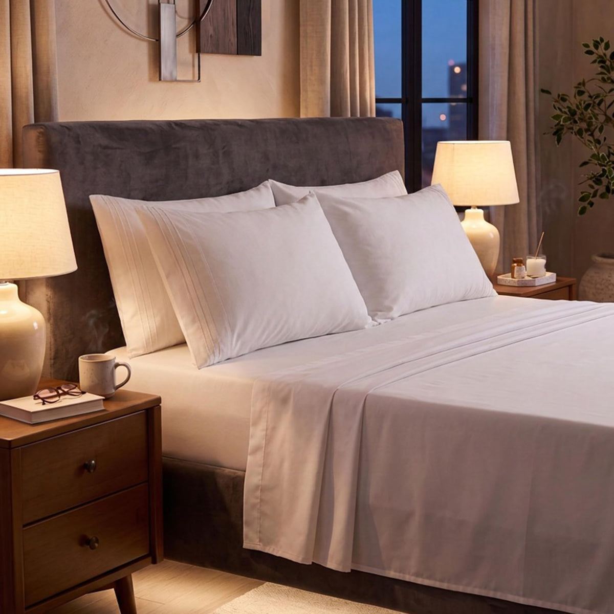 Mellanni king sheet set front packaging showing included pieces and color