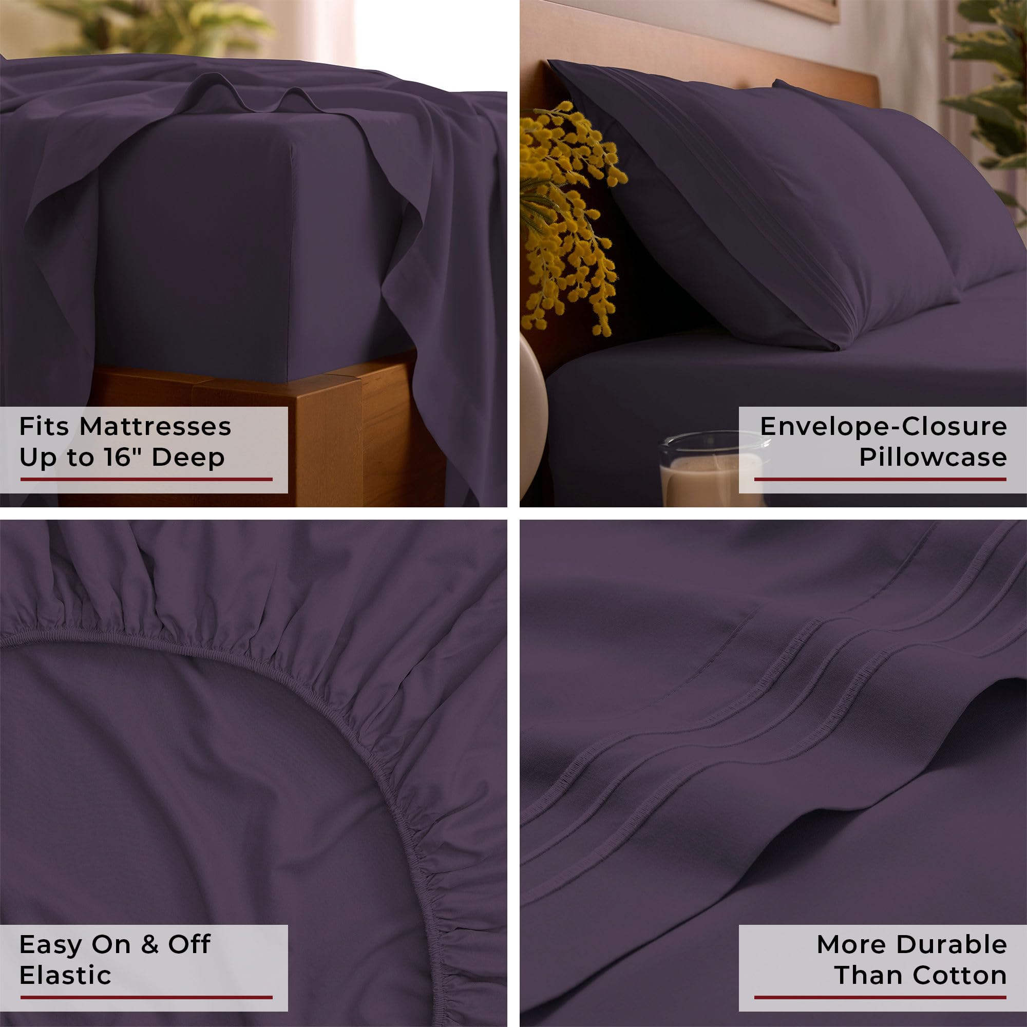 Mellanni care label and tags showing certifications and easy machine-wash instructions for convenience