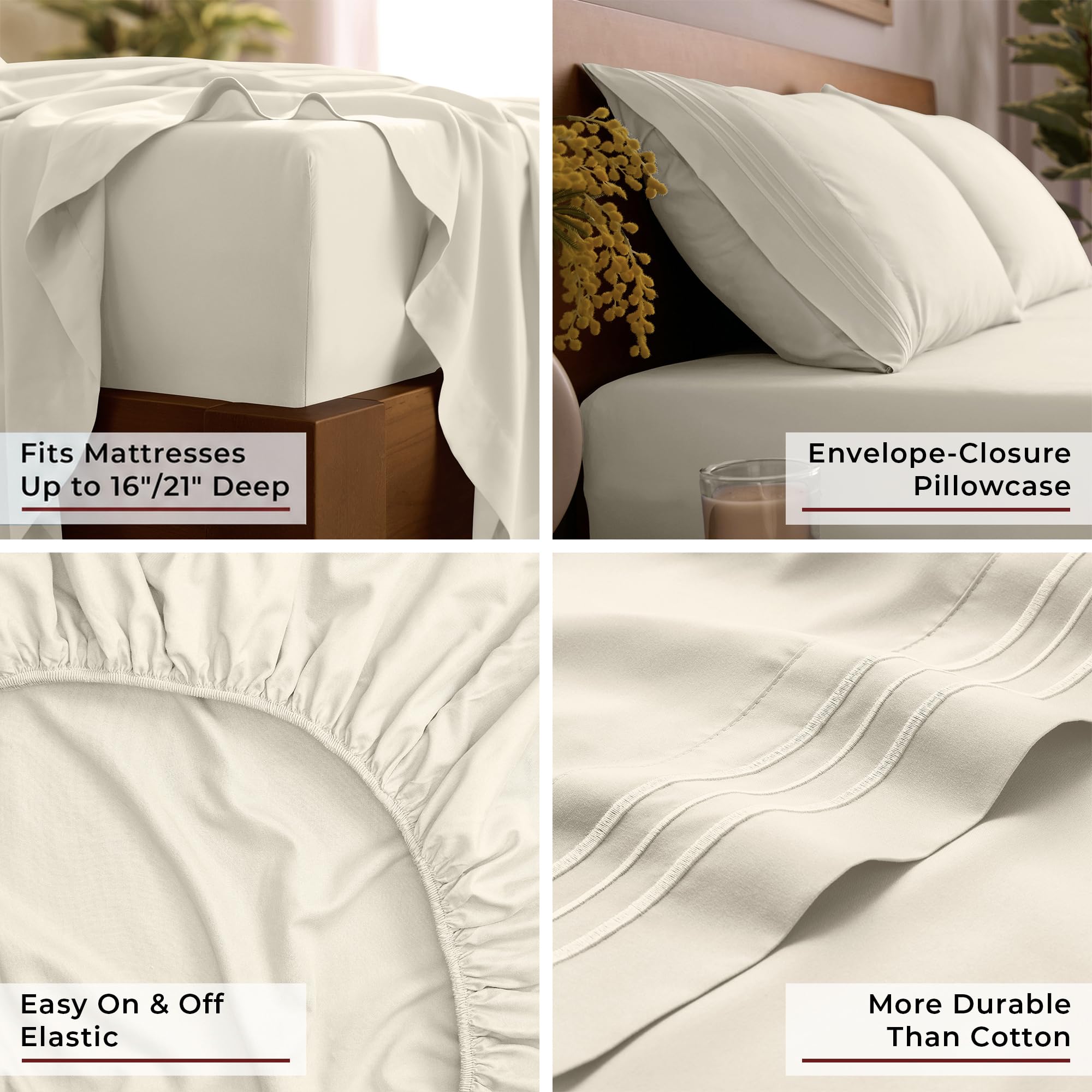 Mellanni pillowcase stitching detail demonstrating durable construction