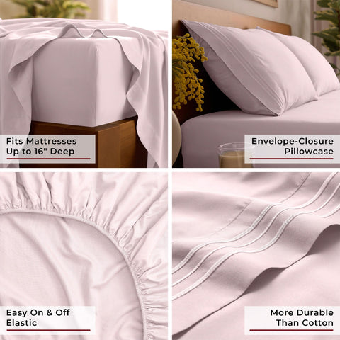 Mellanni two pillowcases folded to show smooth finish, wrinkle-resistant comfort