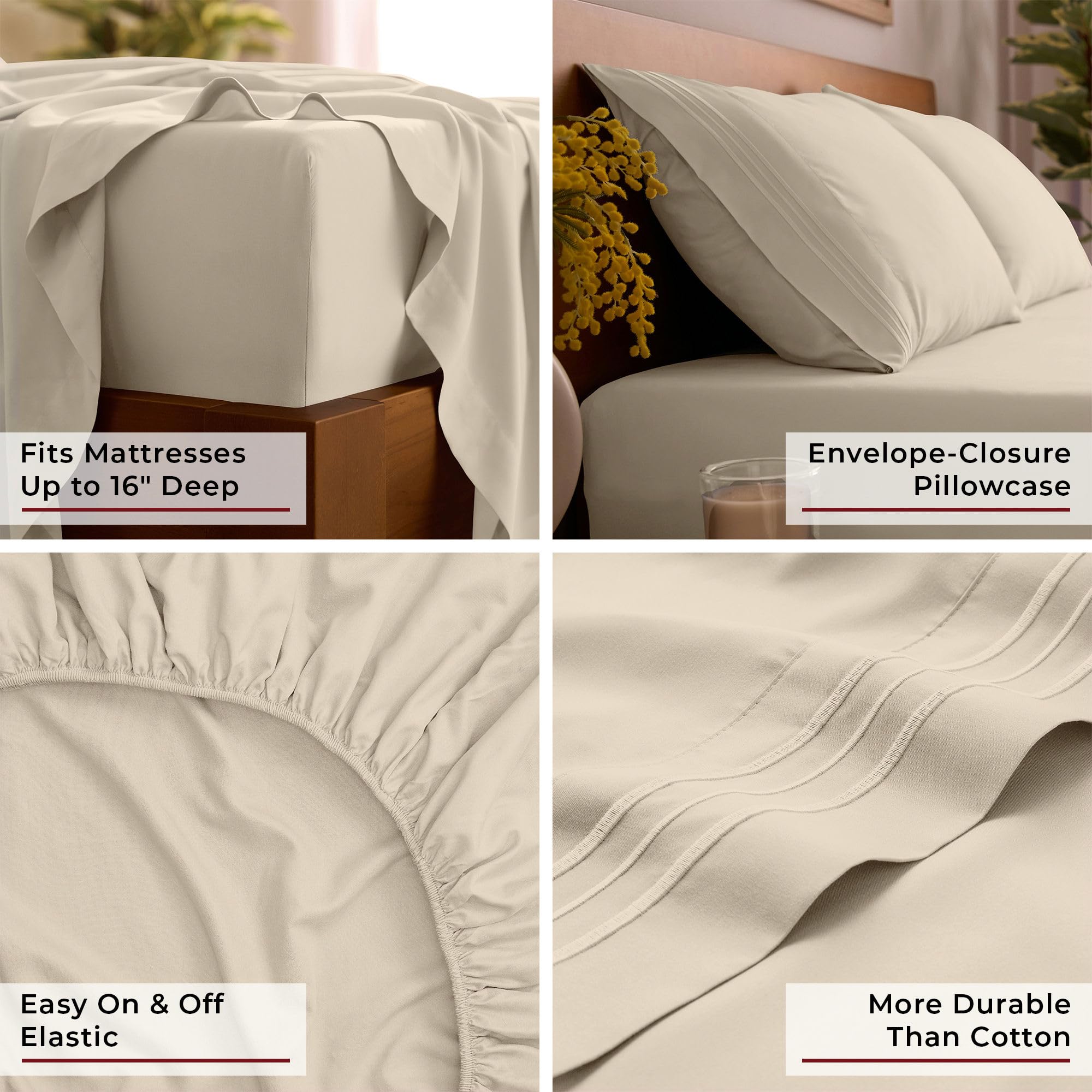 Mellanni pillowcase pair folded with label signaling durable easy-care
