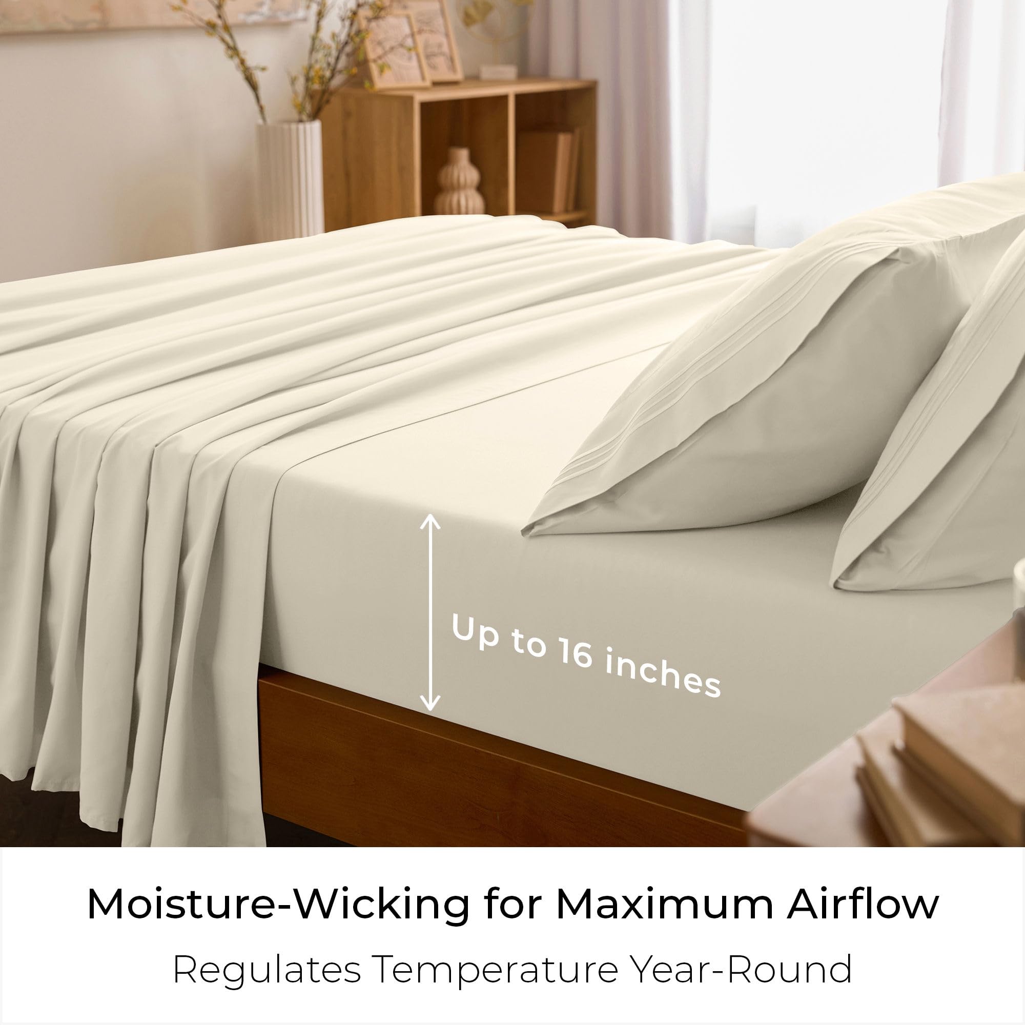 Mellanni pillowcases and flat sheet displayed to show full coverage benefit
