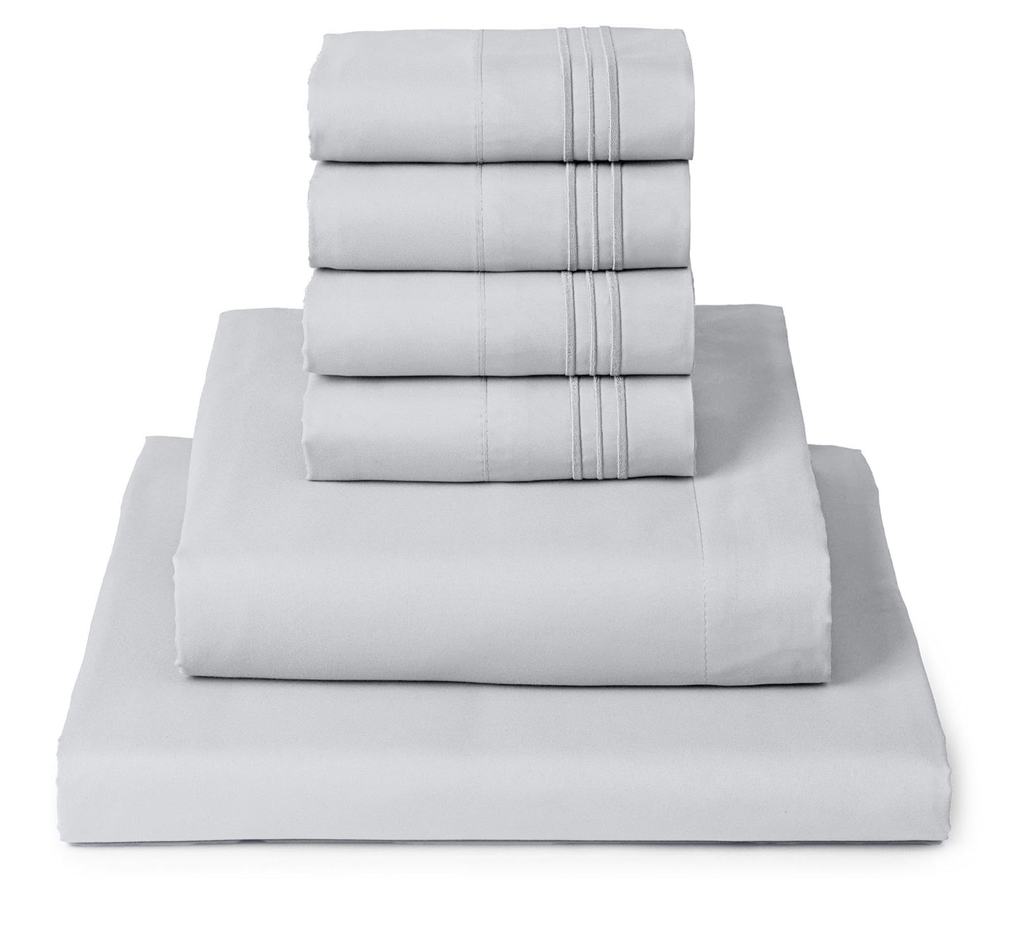 Mellanni queen set front packaging showing full 6-piece contents and convenience