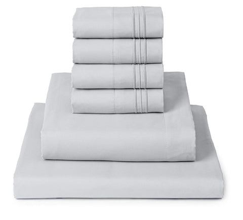 Mellanni queen set front packaging showing full 6-piece contents and convenience