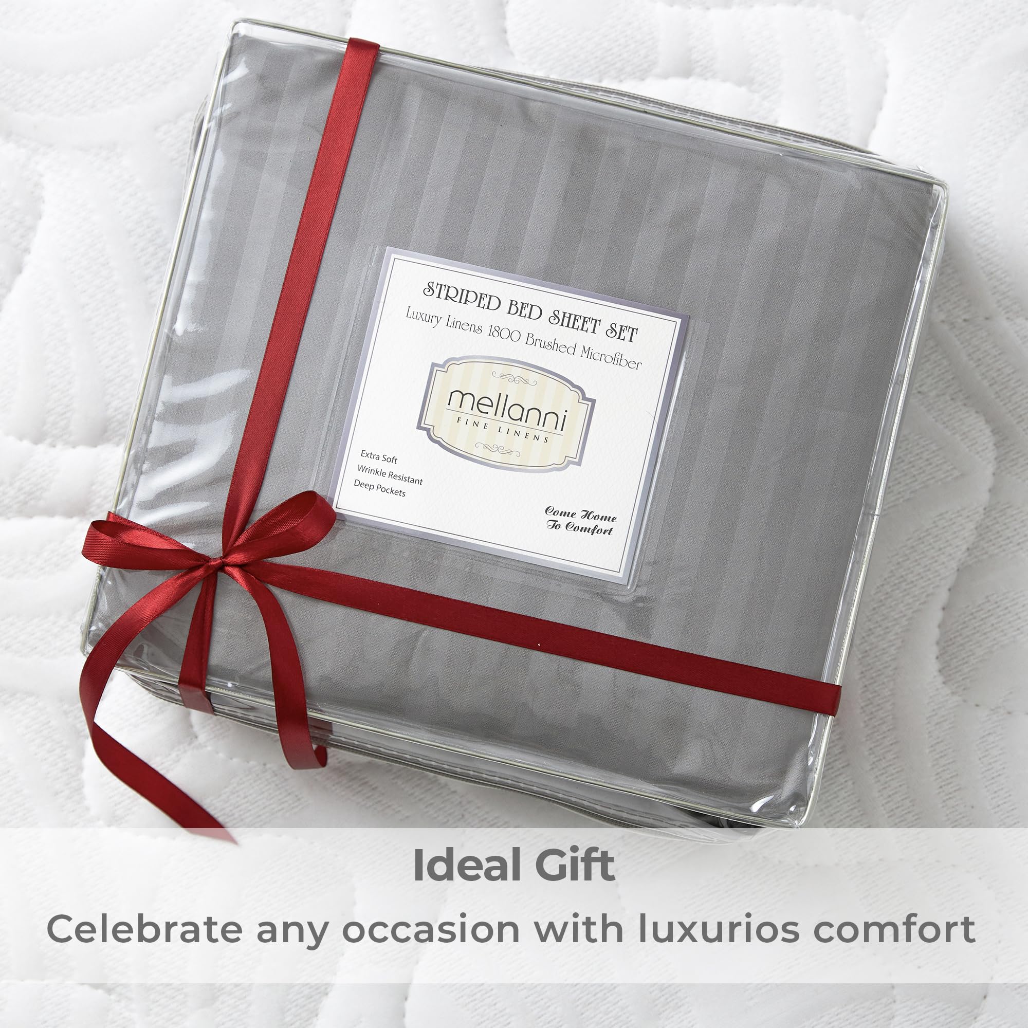 Mellanni sheet depth comparison beside mattress showing secure, snug fit
