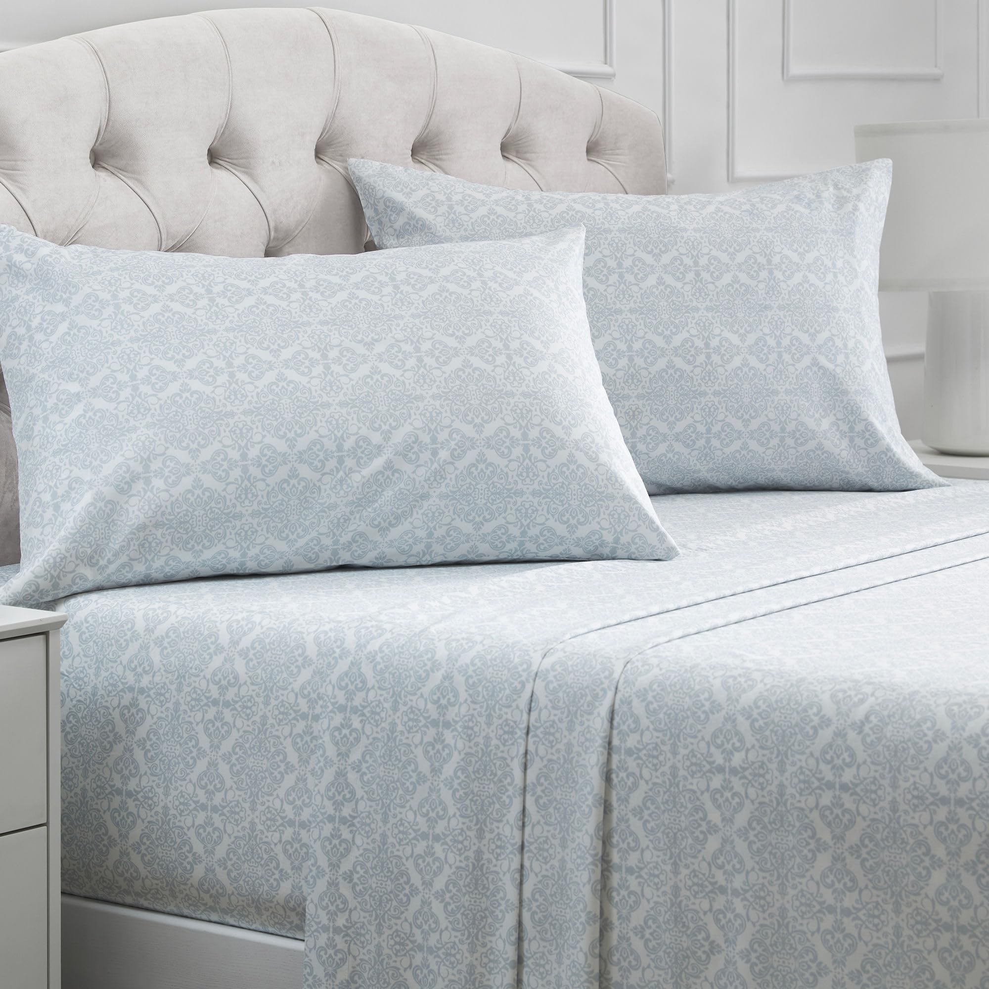 Mellanni sheet set front packaging showing color and pieces for easy selection