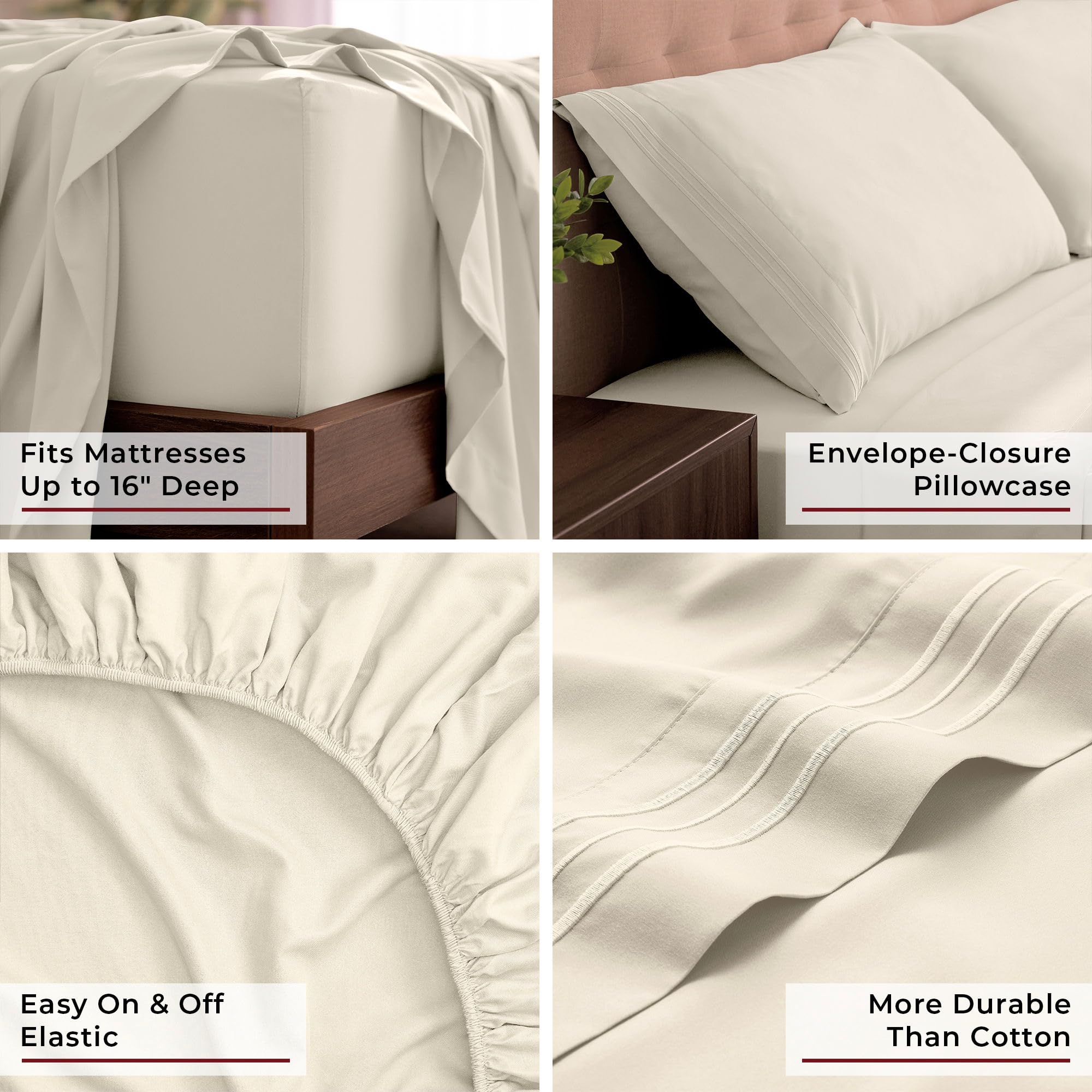 Mellanni sheets on a made bed in a bedroom scene conveying cozy benefit