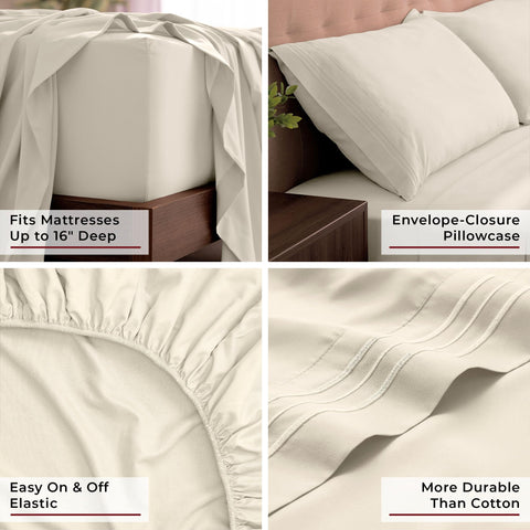 Mellanni sheets on a made bed in a bedroom scene conveying cozy benefit