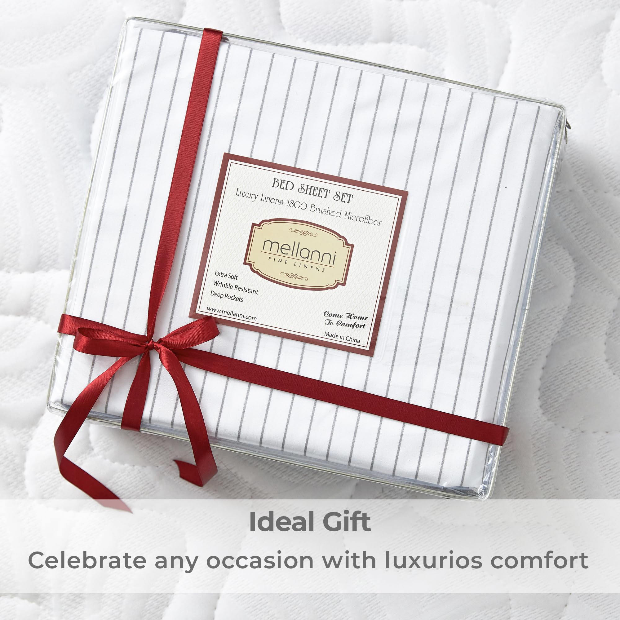 Mellanni neatly folded set next to ruler showing scale and compact storage benefit
