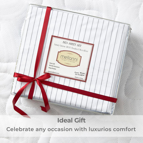 Mellanni neatly folded set next to ruler showing scale and compact storage benefit