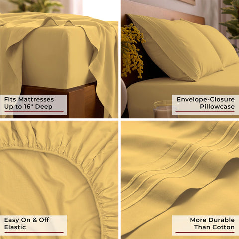 Mellanni pillowcase and flat sheet folded neatly showing colorfast finish