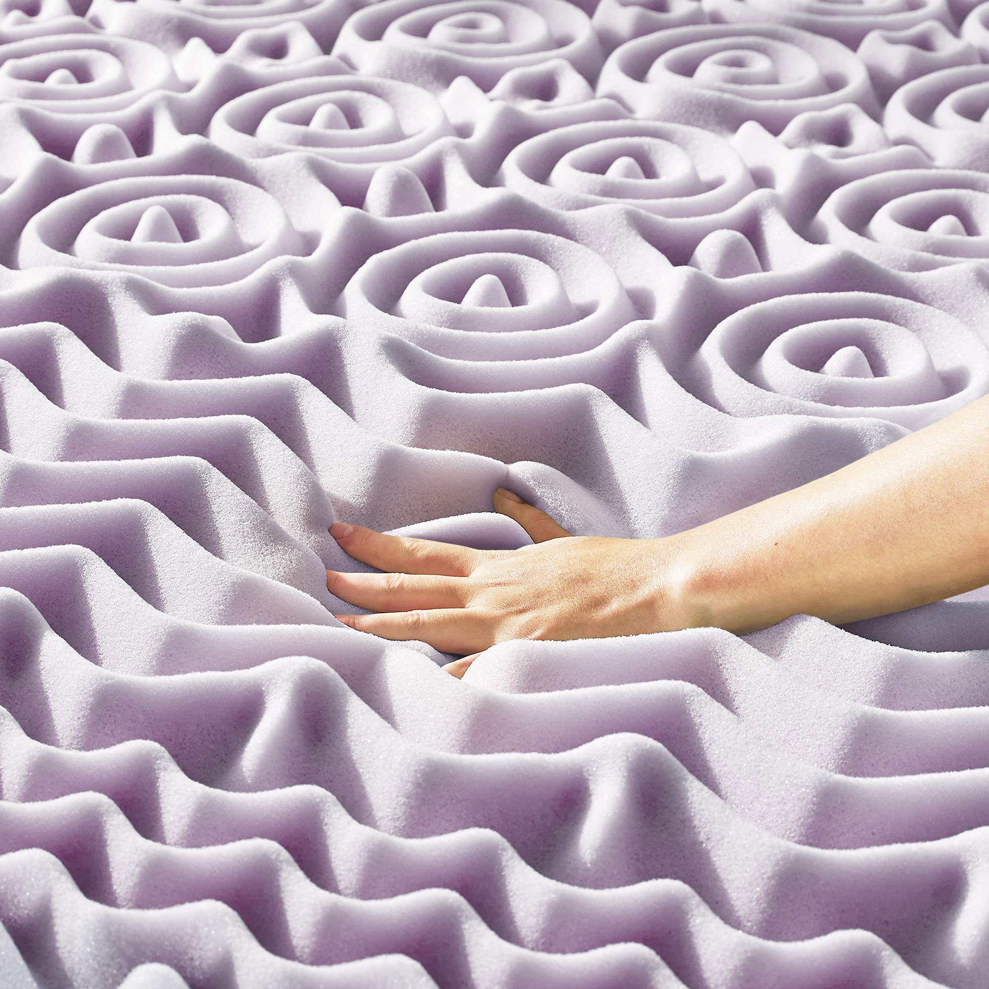 Mellow lavender-infused foam close-up showing calming scent feature