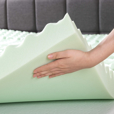 Mellow topper on bed in bedroom for refreshed sleep setup