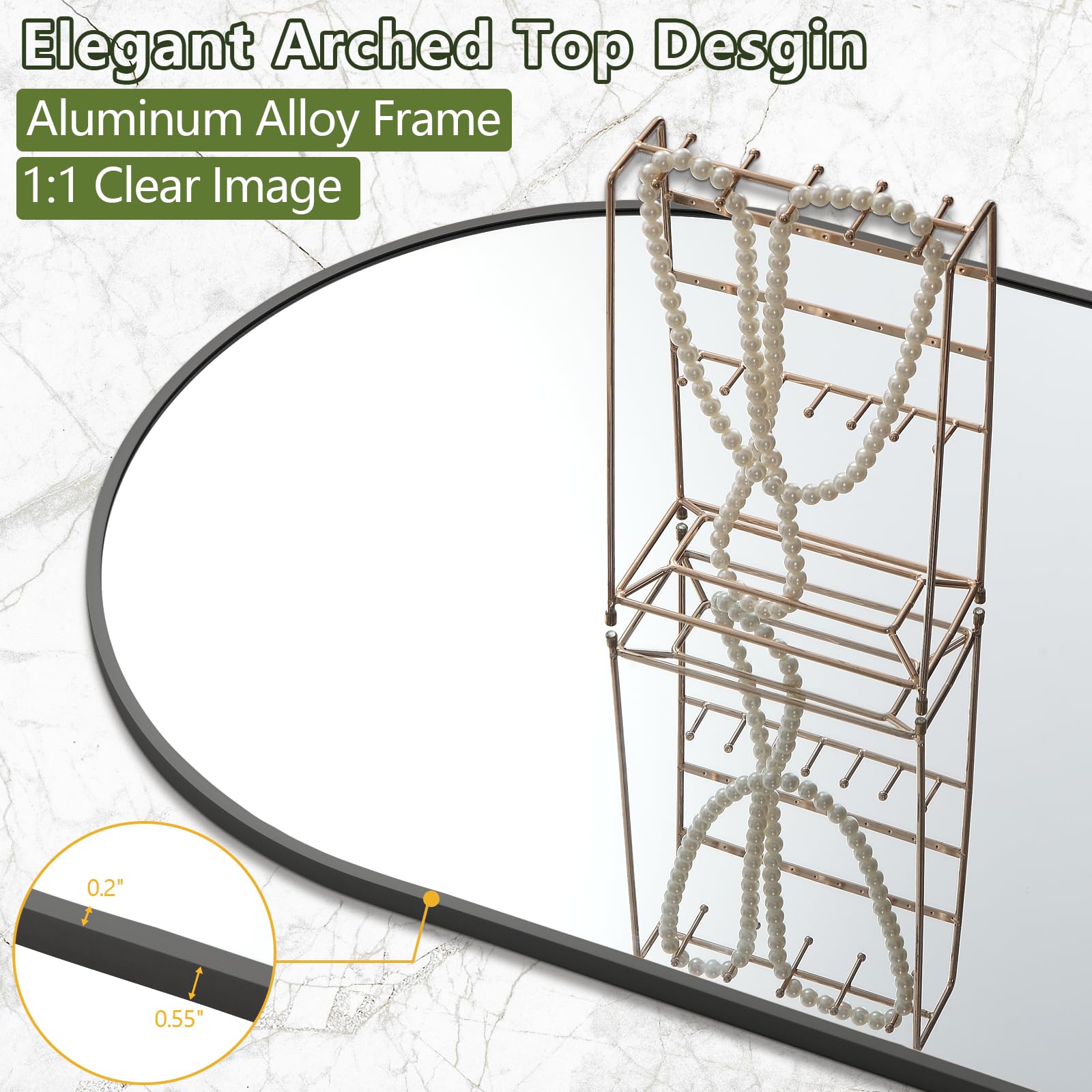 MELOMOIR leaning mirror against wall to show scale and flexible placement