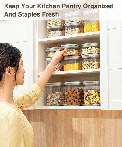 Melovom stacked containers in pantry demonstrating space-saving vertical storage benefit