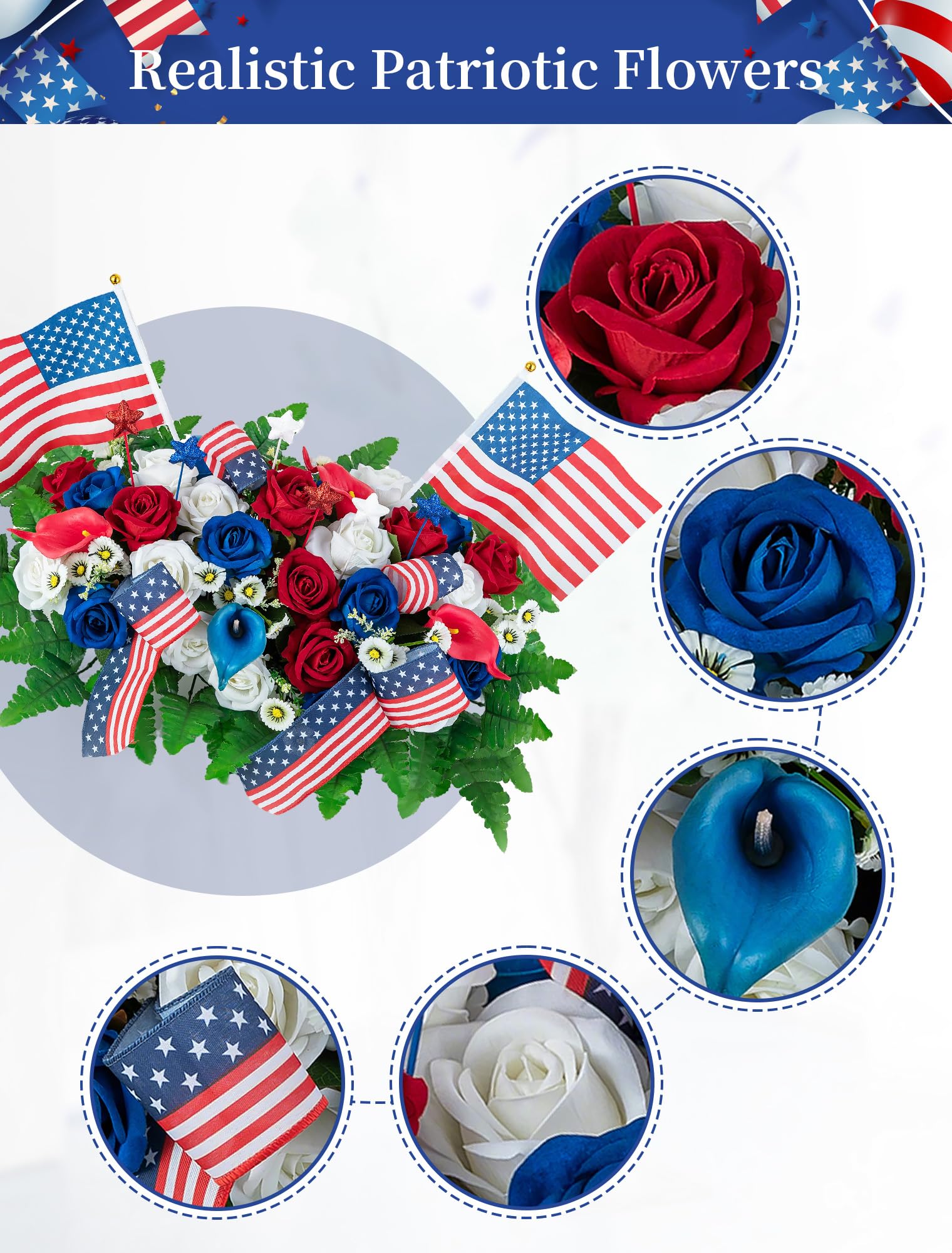 Memobloom material close-up of PU and silk flowers illustrating weather-resistant durability outdoors