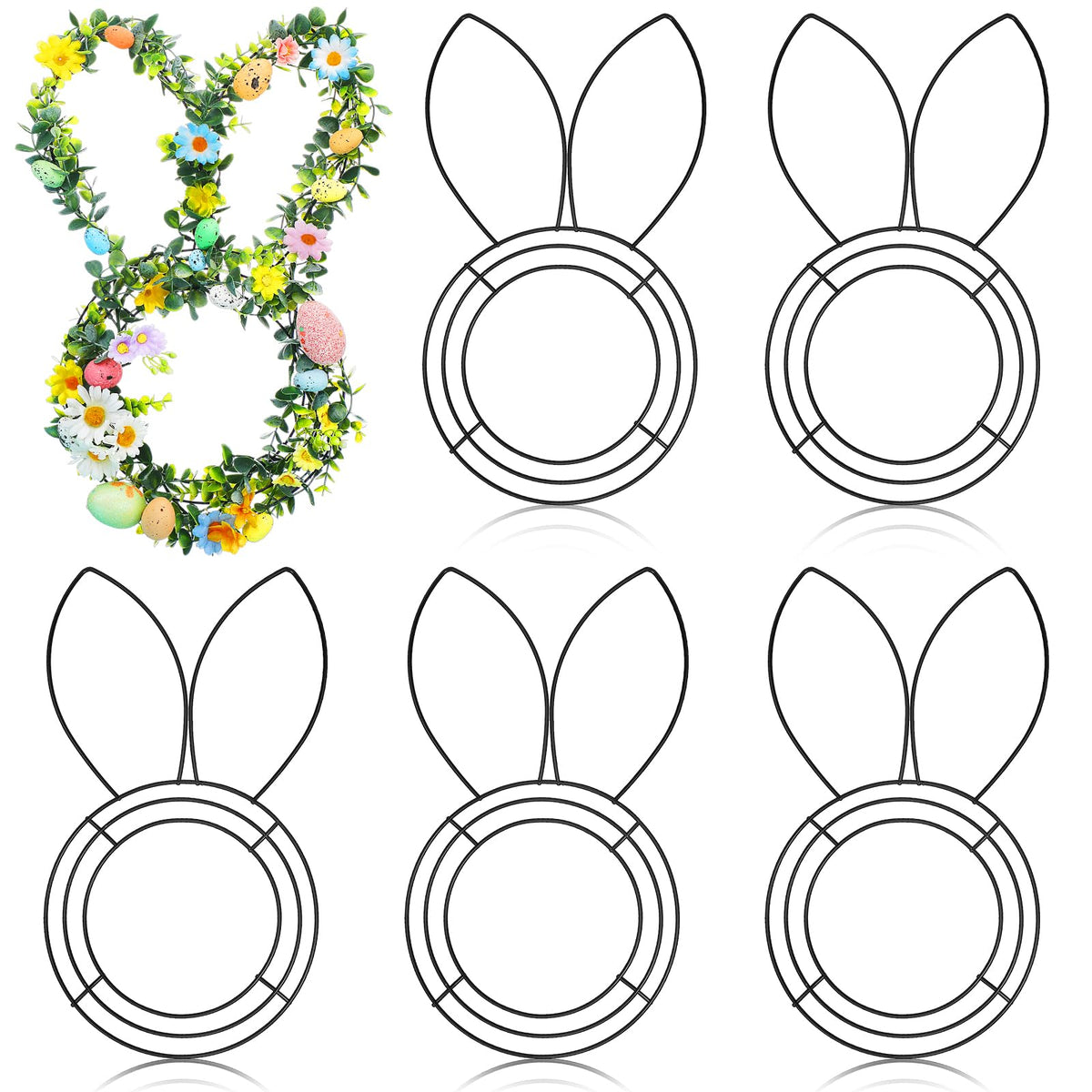 Memorywuu front view of rabbit wire frame showing clean silhouette and easy decorating benefit