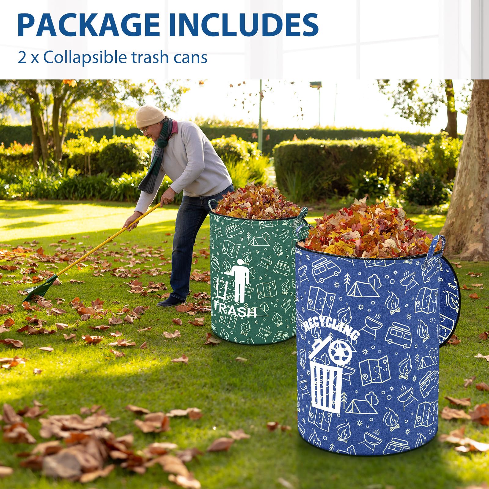 Memorywuu bin in use at campsite holding trash neatly during outdoor meals