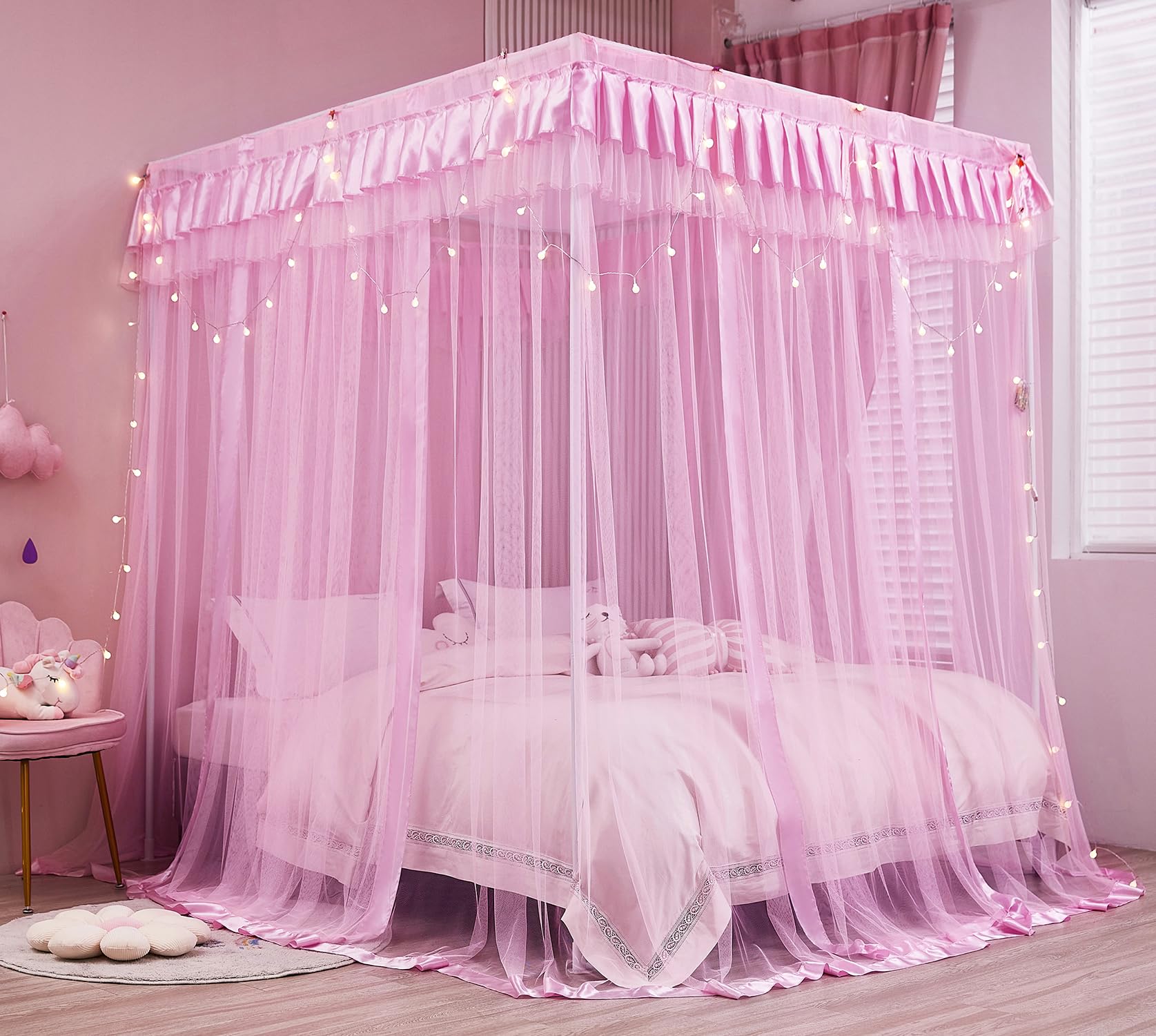 Mengersi canopy styled on a twin bed creating a cozy private sleeping nook