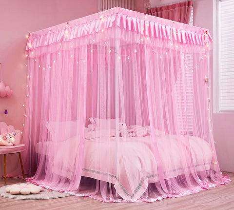 Mengersi canopy styled on a twin bed creating a cozy private sleeping nook