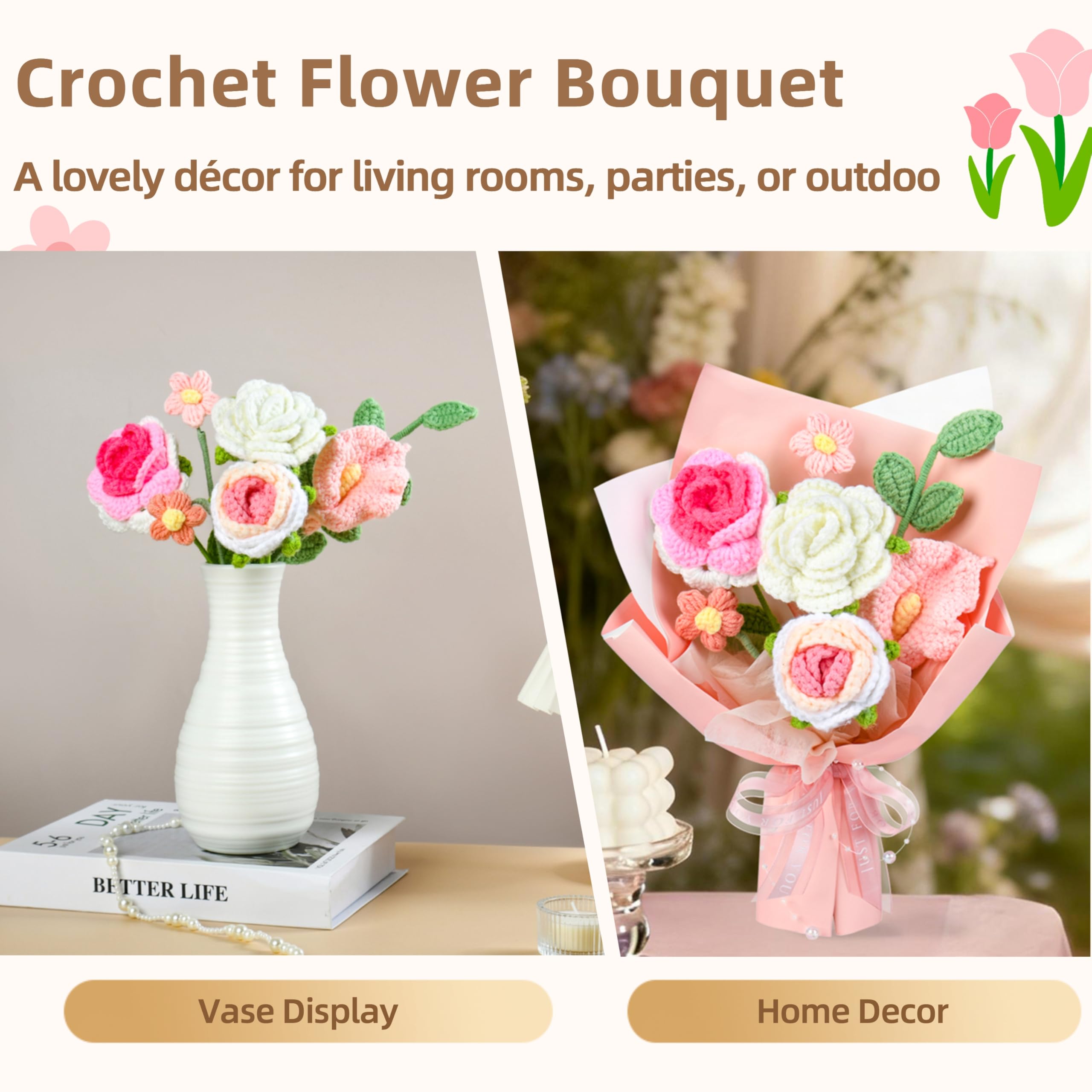 MengxFly greeting card and label beside bouquet showcasing personalized gifting option