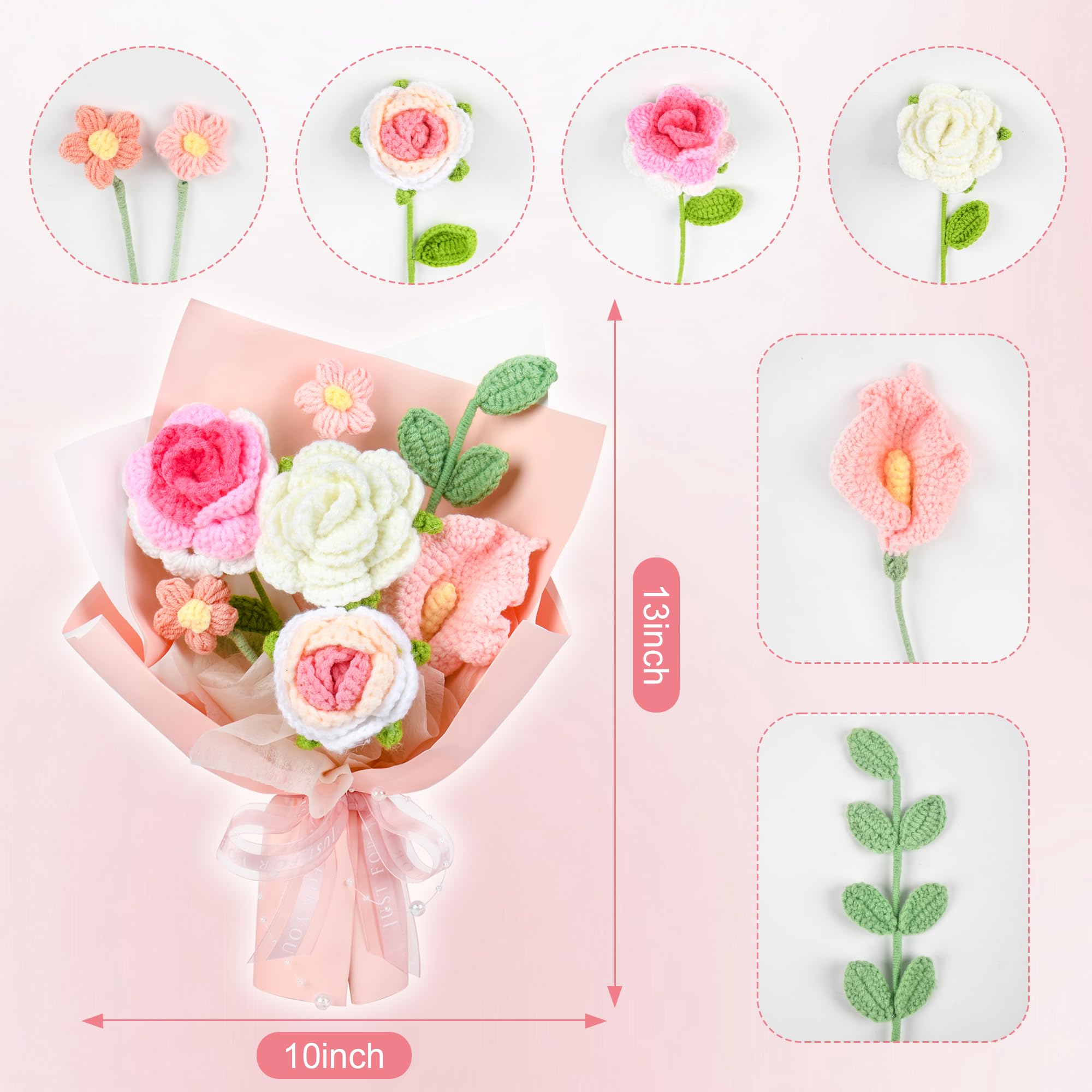 MengxFly bouquet next to ruler showing scale and size for accurate visual reference