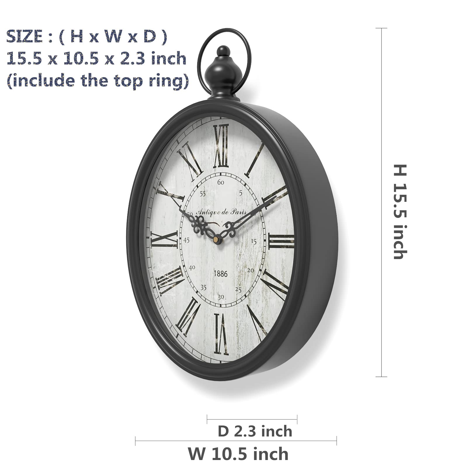 Menterry detail of aluminum hands and numbered dial for clear reading