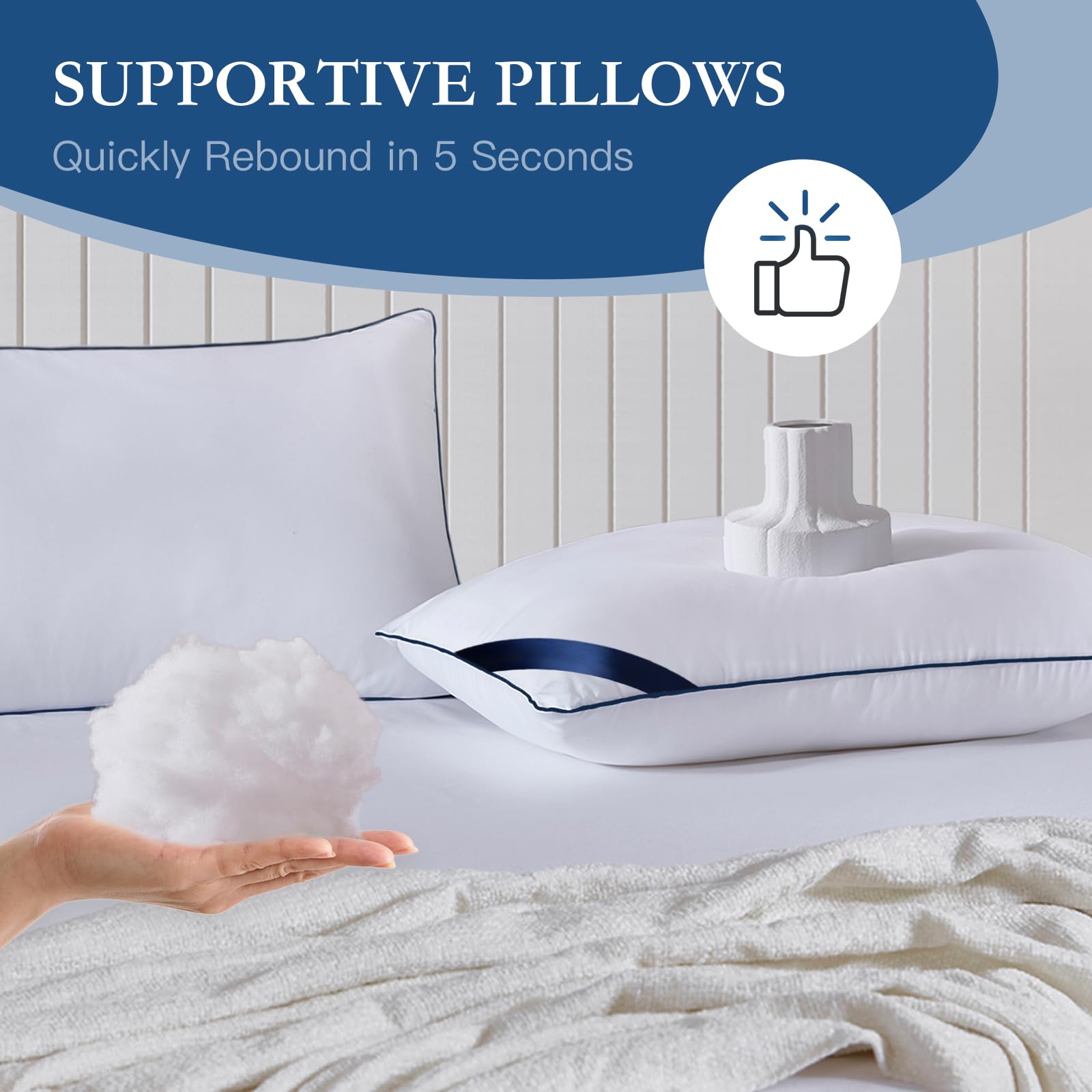 Meoflaw pillow cover with blue ribbon highlighting elegant finish