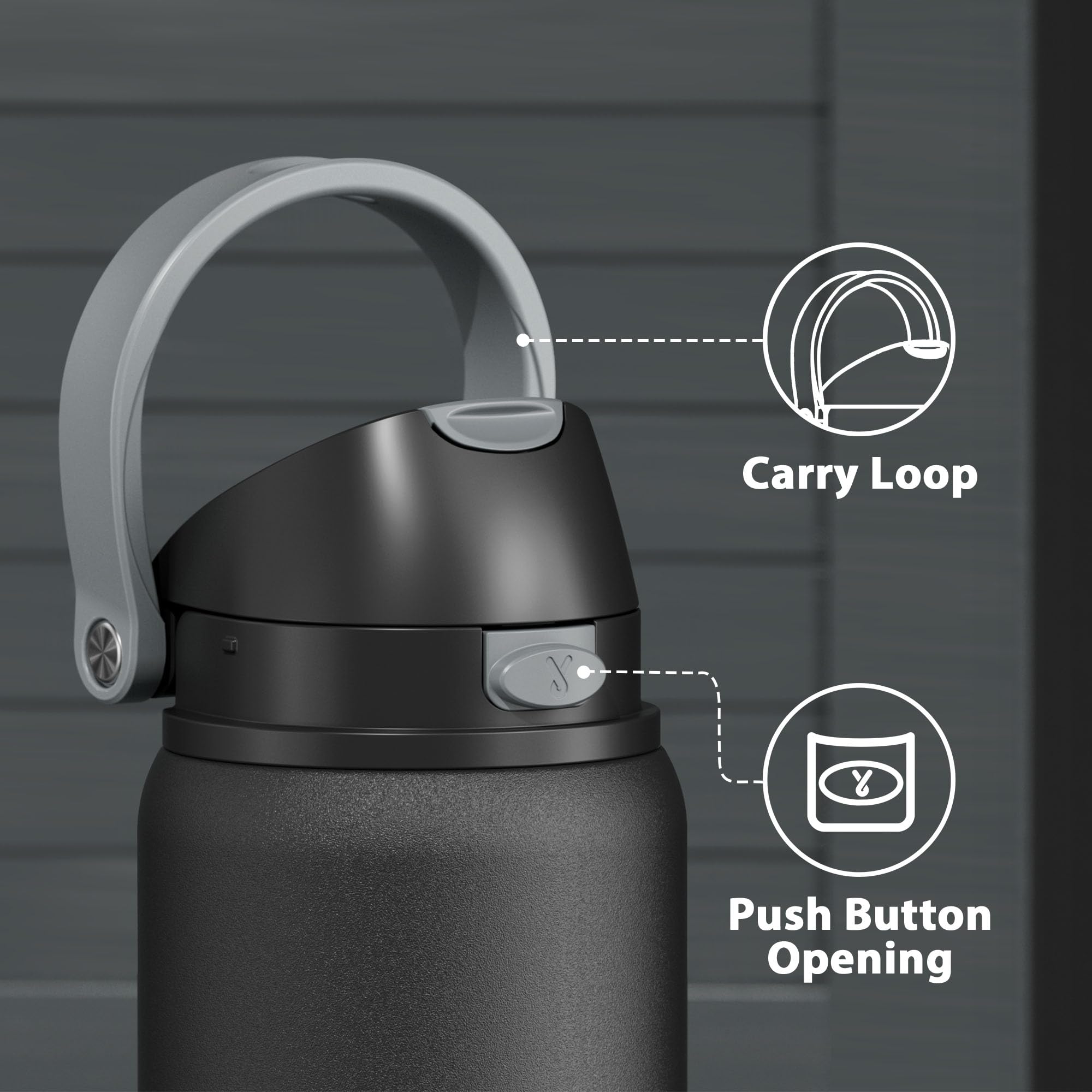 Meoky bottle on gym floor showing hands-free sipping and workout hydration convenience