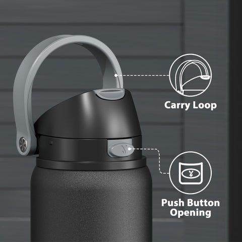 Meoky bottle on gym floor showing hands-free sipping and workout hydration convenience