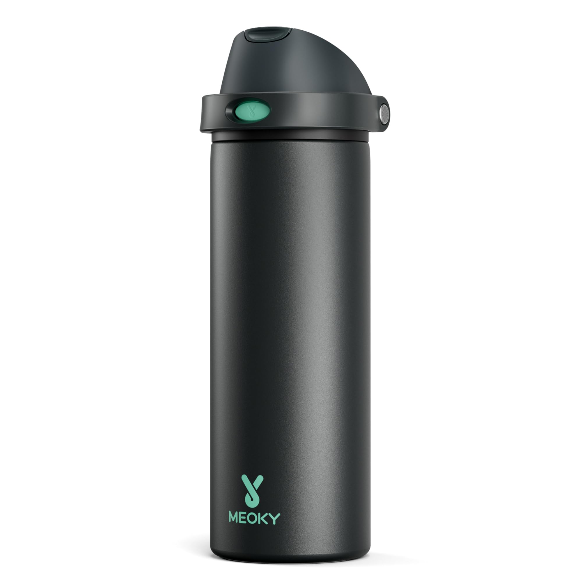 Meoky front view showing foggy tide finish and clear branding, durable look benefit