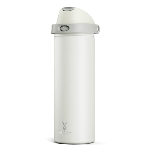 Meoky front view ivory bottle showing clean design and portability benefit
