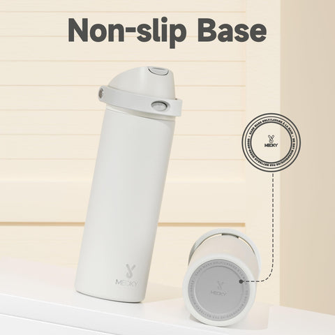 Meoky bottle in outdoor setting showing durable design for active lifestyles