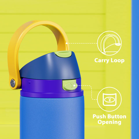Meoky wide mouth loaded with ice cubes for extended cold retention and easy filling