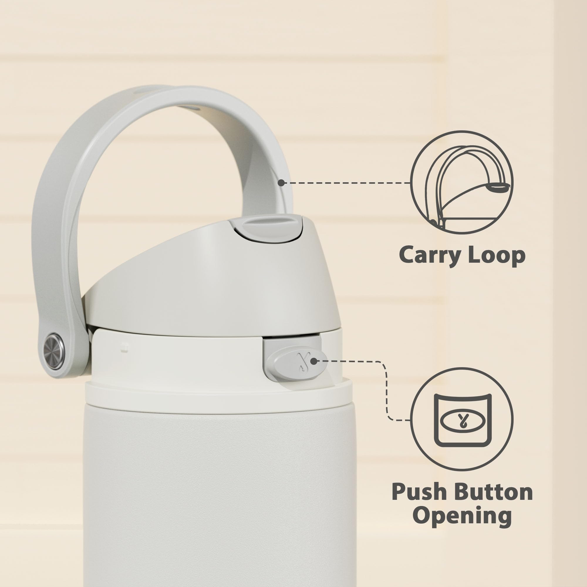 Meoky bottle next to 24 oz scale demonstrating compact travel-friendly capacity