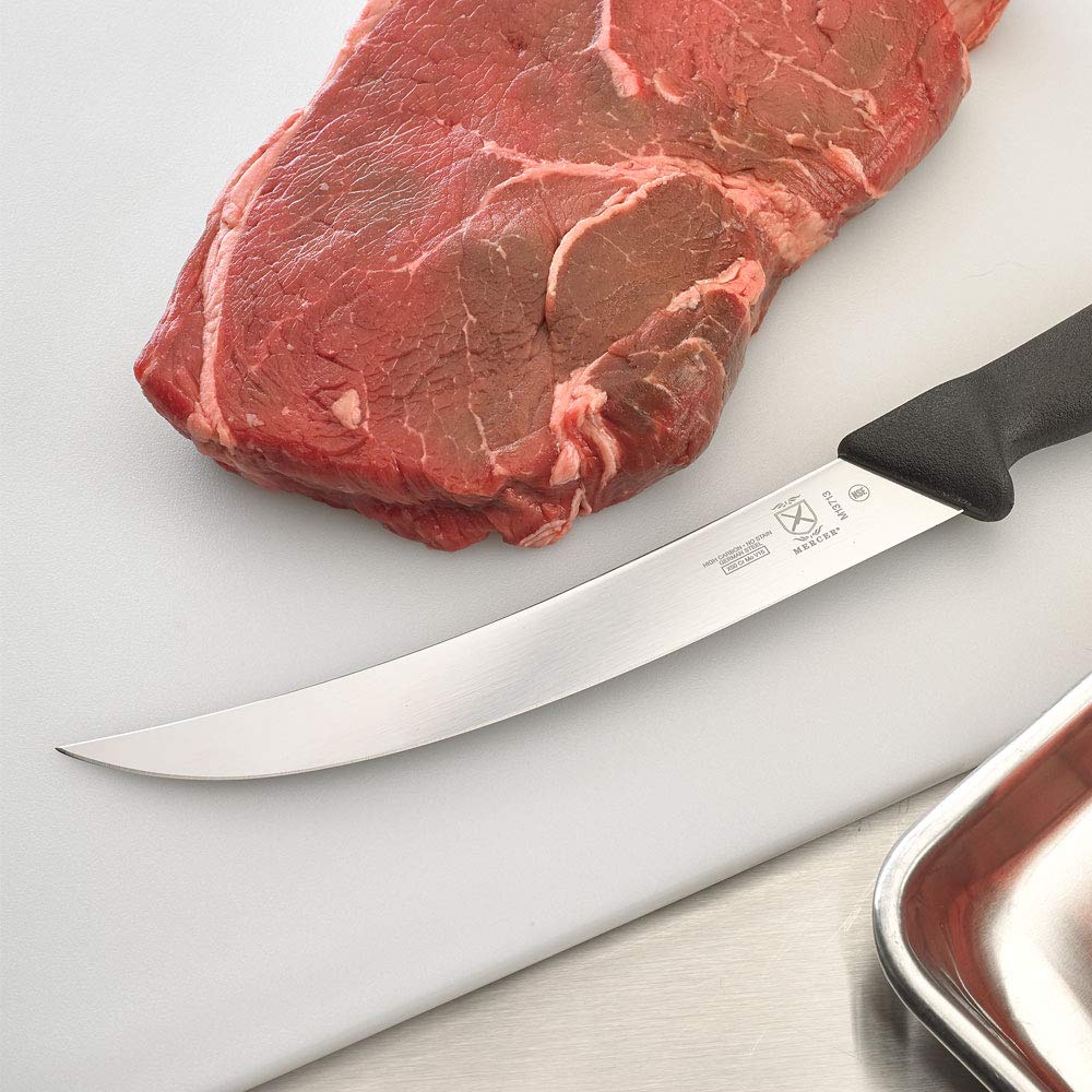 Mercer BPX close-up of high-carbon German steel blade highlighting durability benefit