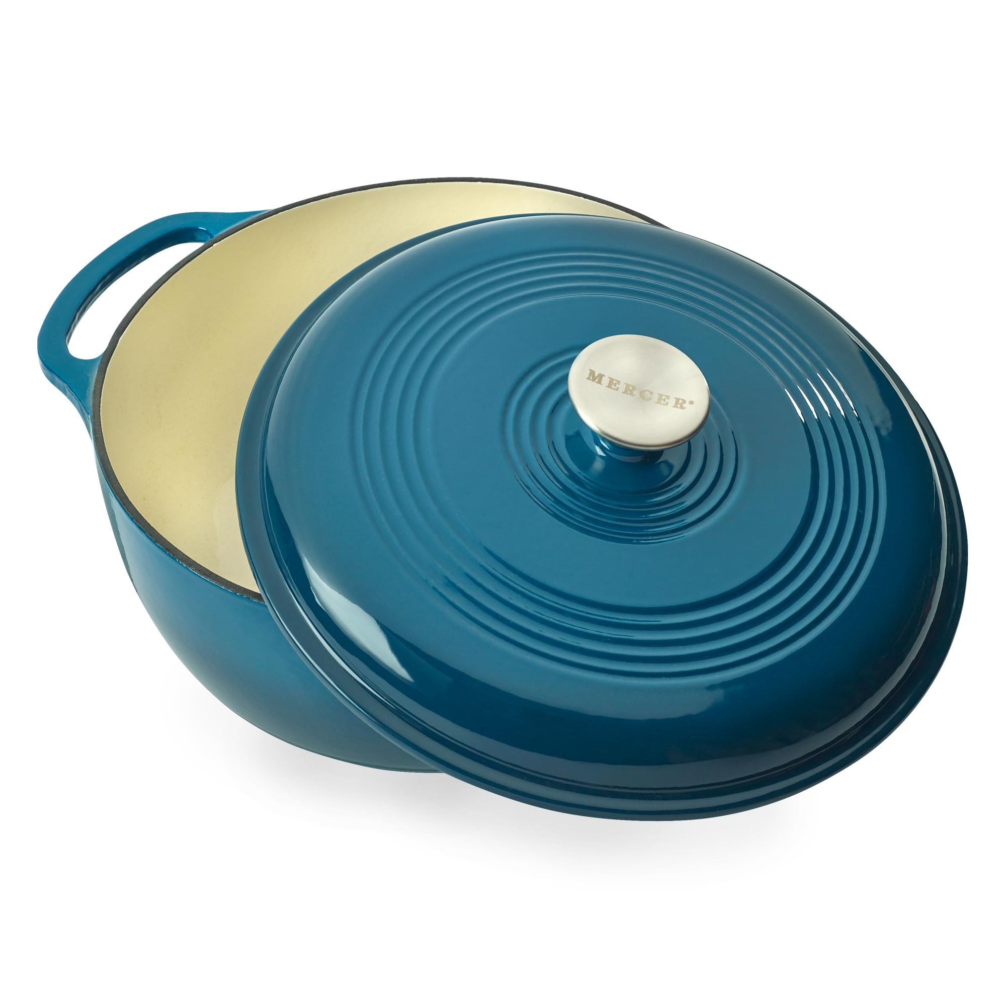 Mercer Culinary side handle detail demonstrating secure grip for safe lifting