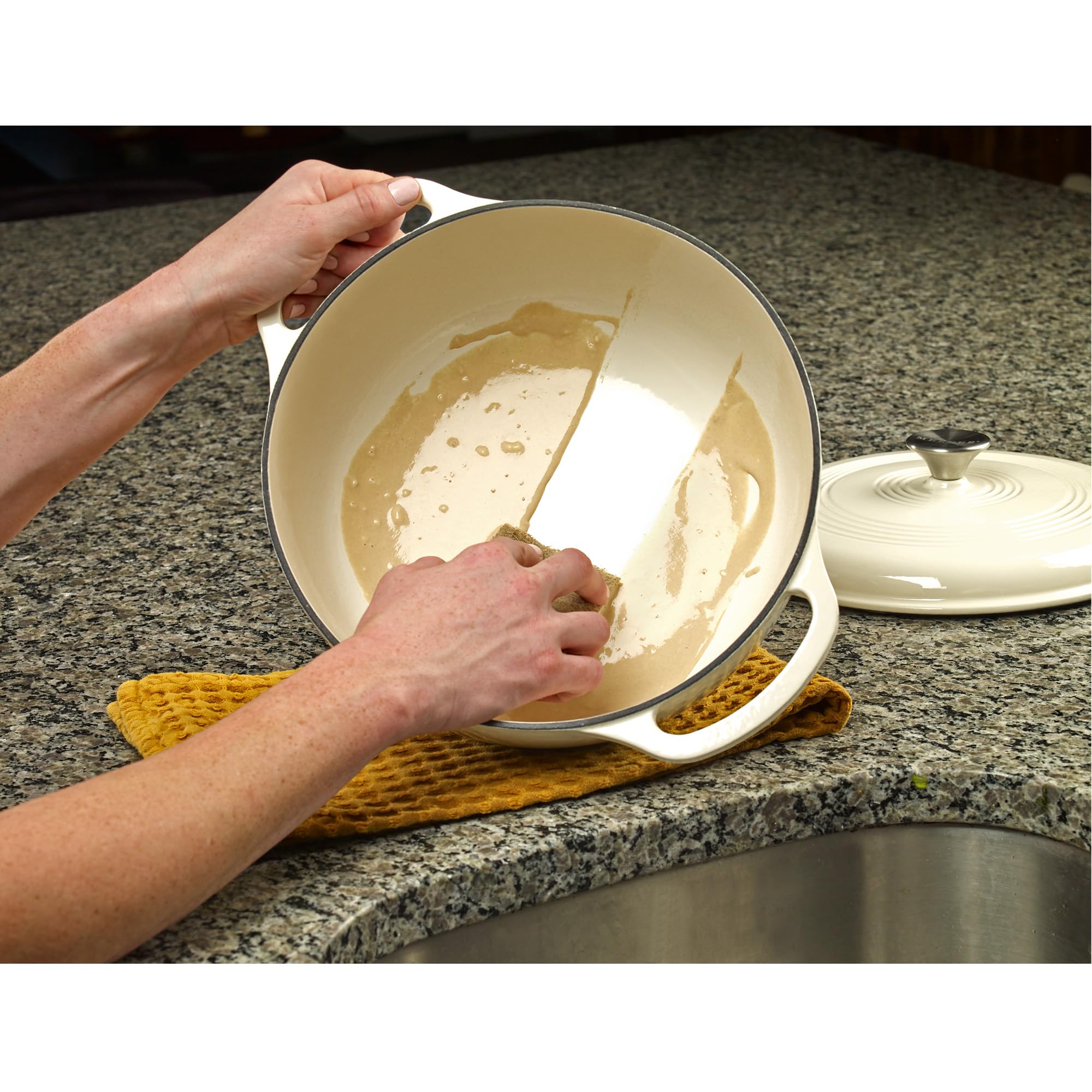 Mercer Culinary top view with lid off showing roomy 11-inch interior for large roasts