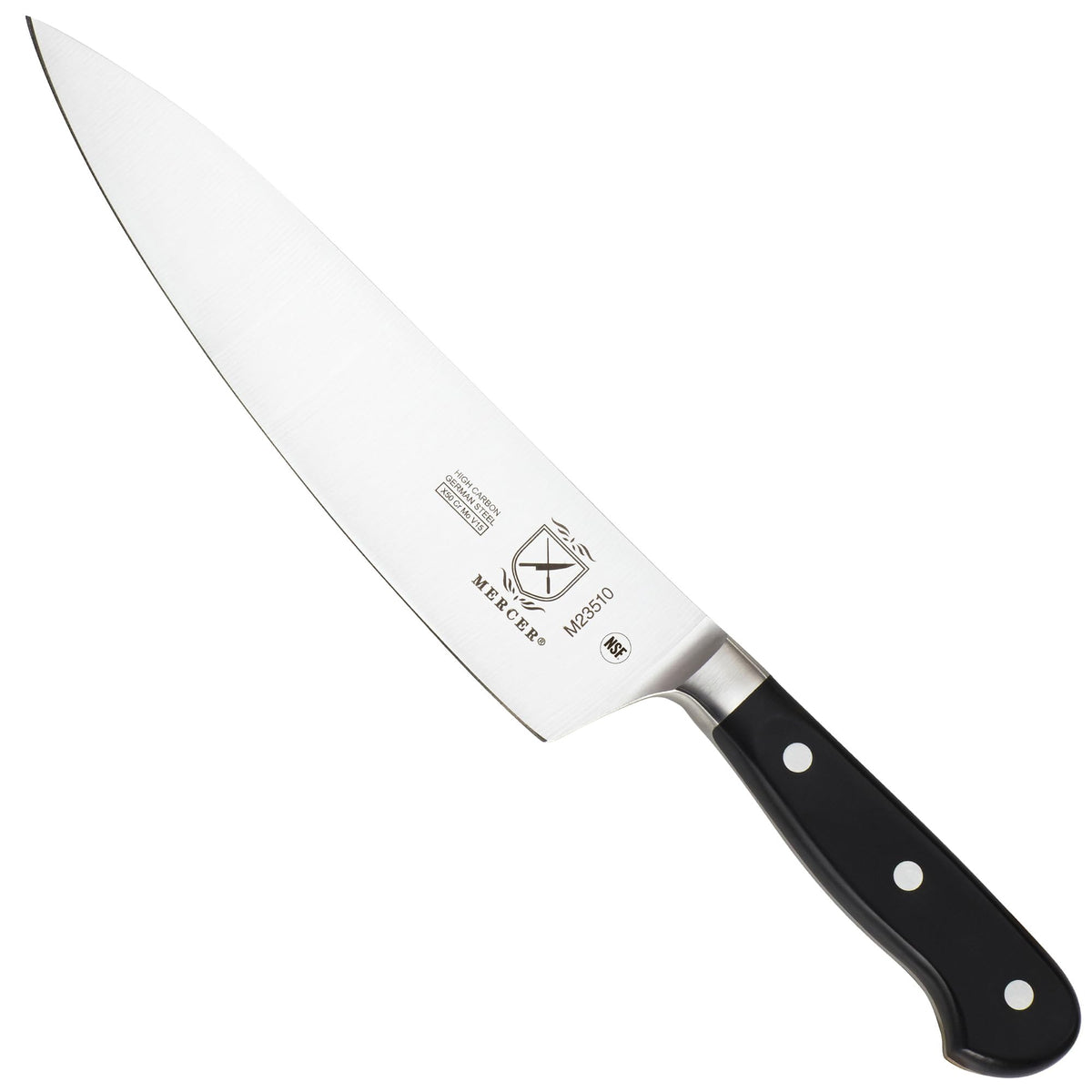 Mercer Culinary M23510 front view showing full blade and balance benefit