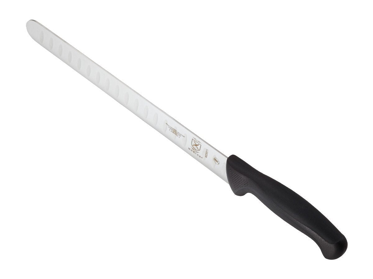 Mercer Culinary Millennia slicer scale with ruler showing blade length and size for accurate selection