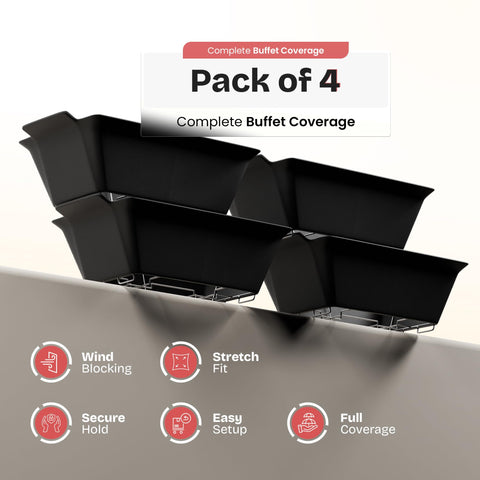 Merchlio four-pack arranged to outfit multiple buffet stations efficiently
