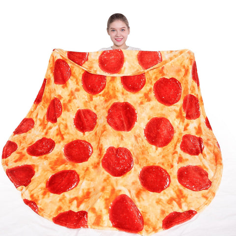 mermaker pepperoni blanket front view showing realistic pizza print and vivid colors