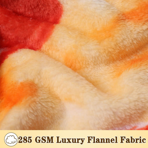 mermaker pepperoni blanket next to ruler showing 71 inch size and full coverage