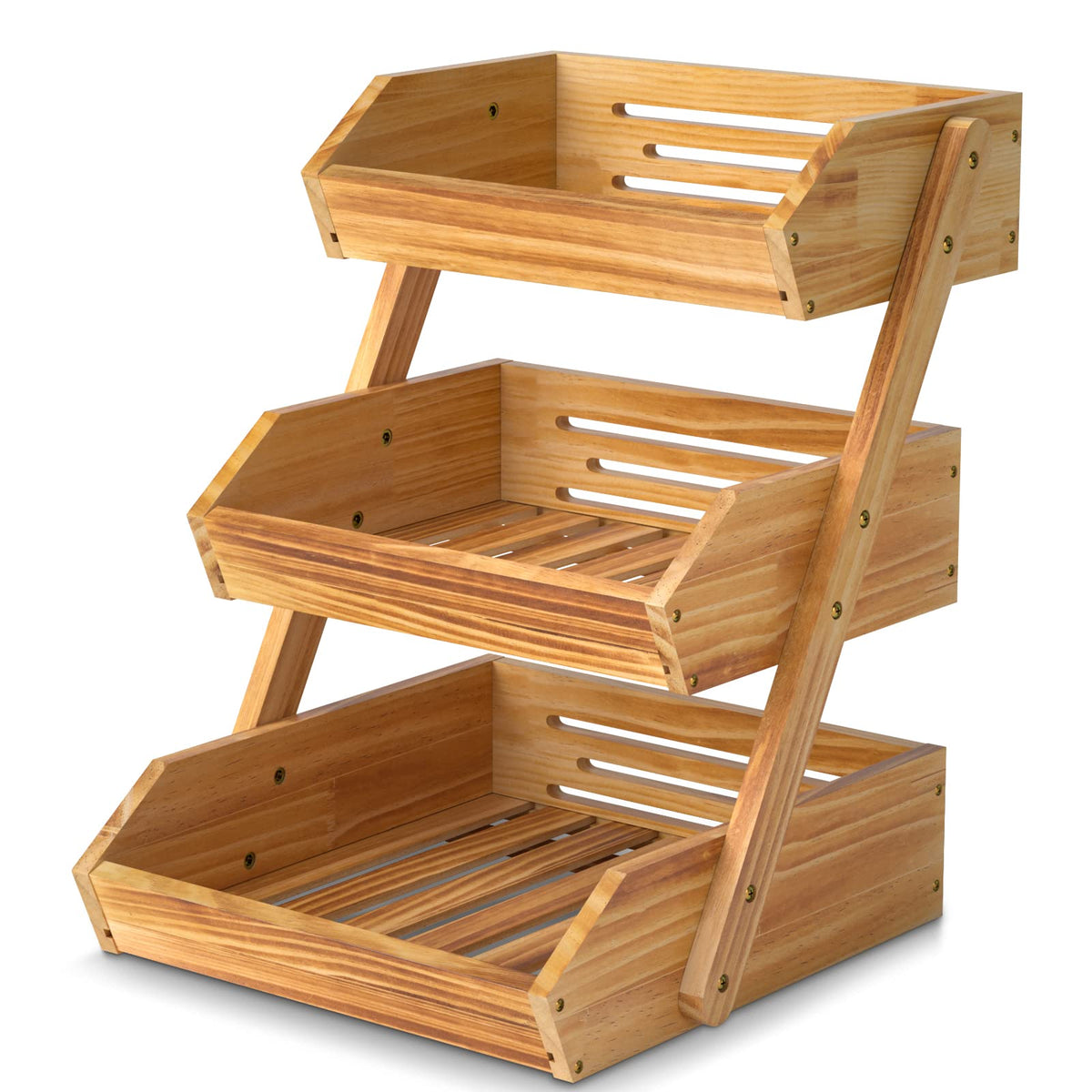 Merysen front view of bamboo fruit basket showing organized display benefit
