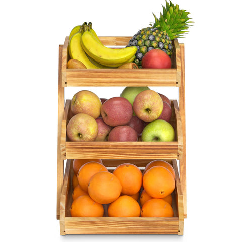 Merysen on kitchen counter filled with fruit offering easy access benefit