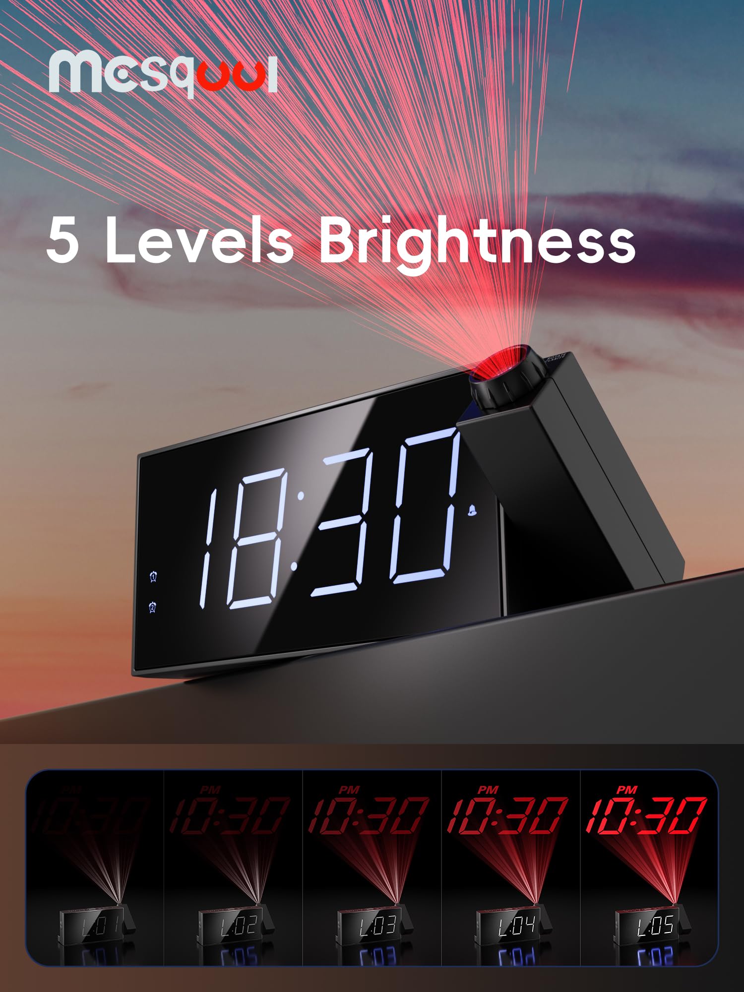 Mesqool 7-inch LED close-up illustrating dimmable brightness benefit