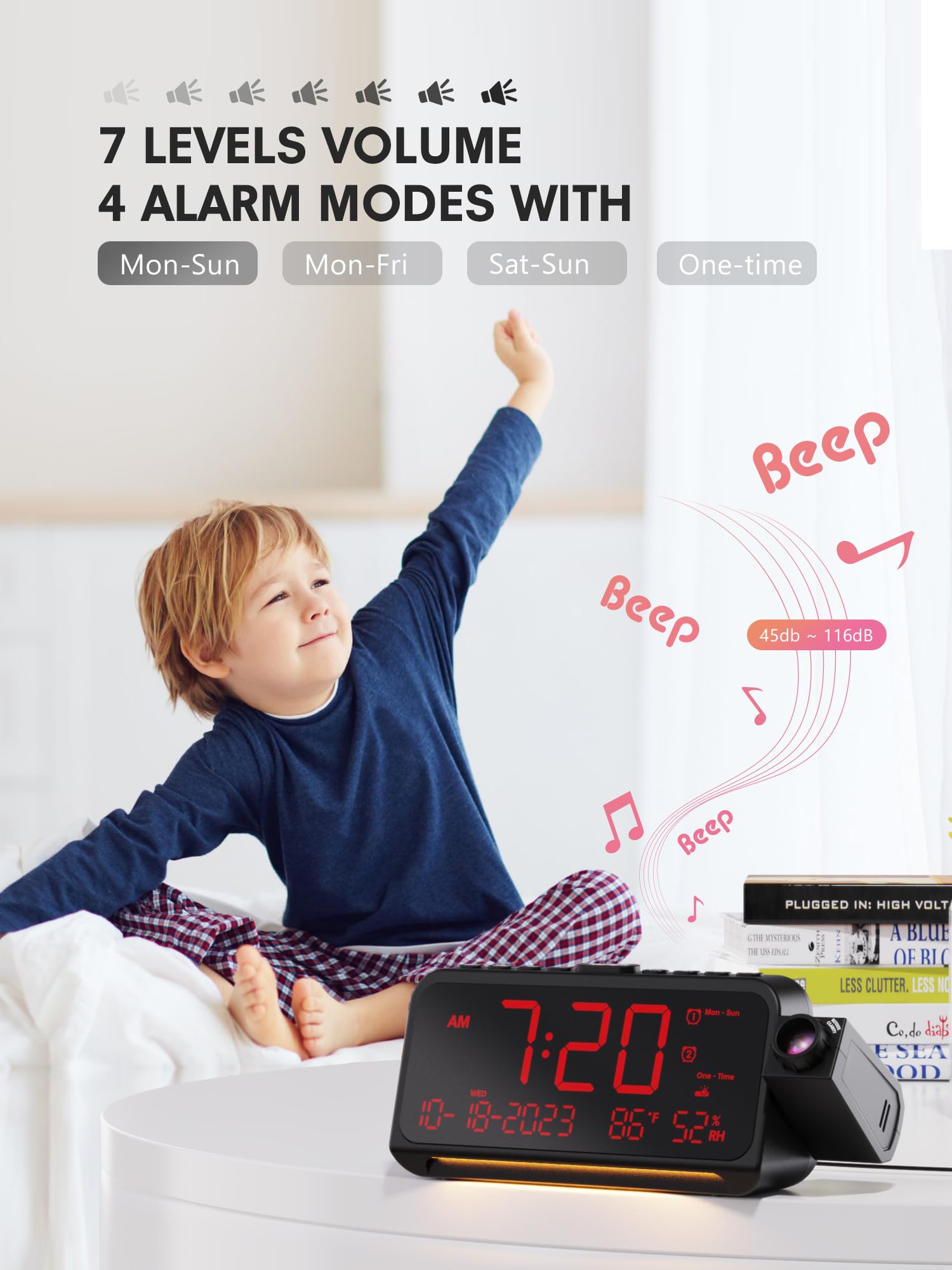 Mesqool soft nightlight glowing at bottom creating gentle bedroom ambiance