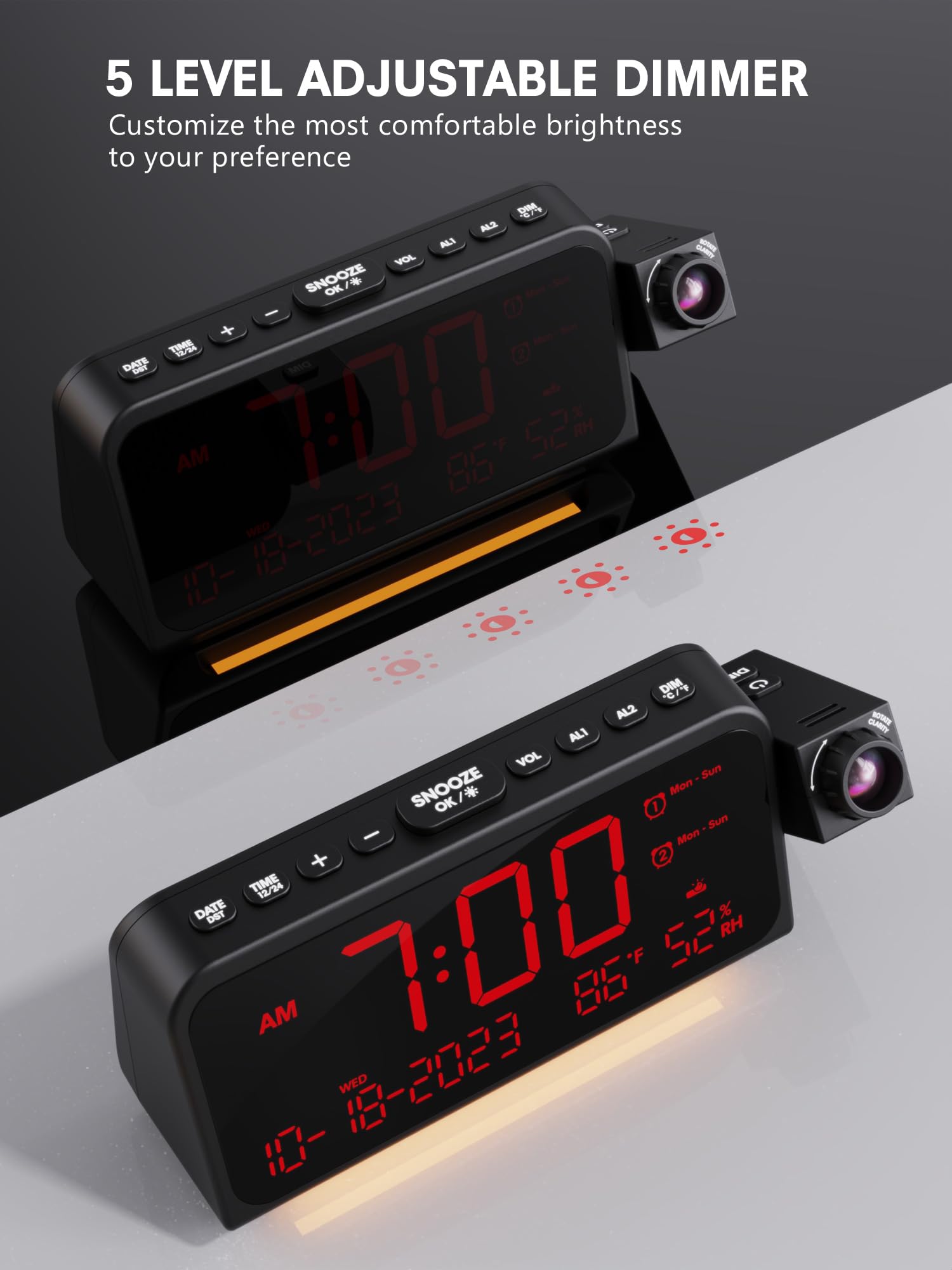 Mesqool rear view with USB and Type-C ports for charging convenience