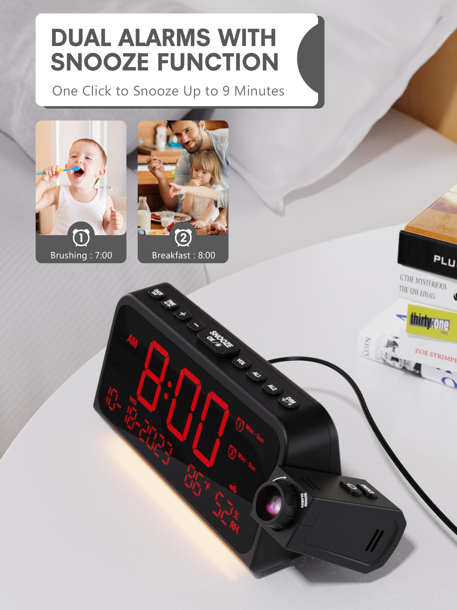 Mesqool LED screen showing temperature and humidity for comfort awareness