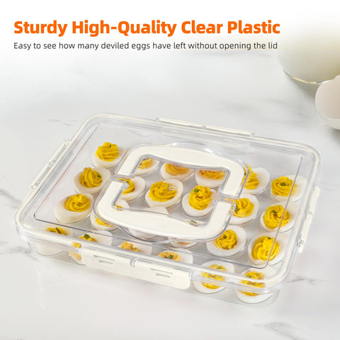MesRosa deviled egg platter served straight from container for easy presentation